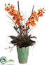 Silk Plants Direct Phalaenopsis Orchid, Agave, Lycaste - Orange Burgundy - Pack of 1