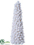 Silk Plants Direct Snow Moss Ball Cone Topiary - White Glittered - Pack of 1