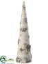 Silk Plants Direct Birch Cone Topiary - Natural Snow - Pack of 2