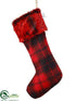 Silk Plants Direct Fur, Plaid Stocking - Red - Pack of 6