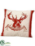 Silk Plants Direct Reindeer Pillow - Red Beige - Pack of 2