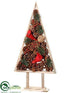 Silk Plants Direct Pine Cone, Cardinal Topiary Tree - Brown Red - Pack of 2
