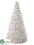 Silk Plants Direct Cone Topiary - White Glittered - Pack of 2