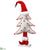 Pompon Christmas Tree - White Red - Pack of 4