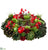 Pine Cone, Apple, Berry Candleholder With Glass - Green Red - Pack of 6
