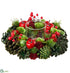 Silk Plants Direct Pine Cone, Apple, Berry Candleholder With Glass - Green Red - Pack of 6