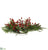 Berry, Cedar Centerpiece With Glass Hurricane - Red Green - Pack of 4
