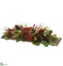 Silk Plants Direct Berry, Pine Cone, Pine Centerpiece on Wood Pedestal - Red Green - Pack of 2