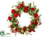 Silk Plants Direct Rose, Protea, Berry, Skimmia Wreath - Red White - Pack of 1