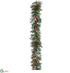 Silk Plants Direct Berry, Pine Cone, Pine Leaf Garland - Red Brown - Pack of 2