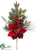 Sequin Poinsettia, Rose Hip, Pine Cone Spray - Red Green - Pack of 12