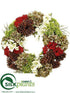 Silk Plants Direct Hydrangea, Helleborus, Pine Cone Wreath - Green Red - Pack of 1