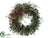 Pine, Cone, Berry Wreath - Green Red - Pack of 2