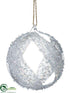 Silk Plants Direct Glass Ball Ornament - Clear Silver - Pack of 4