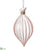 Glass Finial Ornament With Bird - Pink White - Pack of 12