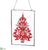 Clear Glittered Tree Glass Ornament - Red Clear - Pack of 12