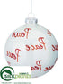 Silk Plants Direct Peace Ball Ornament - White Red - Pack of 6