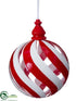 Silk Plants Direct Swirl Glass Ball Ornament - Red White - Pack of 6