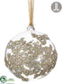 Silk Plants Direct Glass Laced Ball Ornament - Gold Clear - Pack of 6