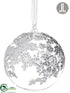 Silk Plants Direct Glass Laced Ball Ornament - Silver Clear - Pack of 6