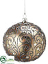 Silk Plants Direct Ball Ornament - Silver Antique - Pack of 2