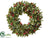 Glittered Pine Cone, Rosehip, Rose Leaf Wreath - Green Brown - Pack of 1