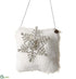Silk Plants Direct Rhinestone Snowflake Pillow Ornament - Silver White - Pack of 12