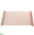 Silk Plants Direct Stripe Placemat With Tassel Fringe - Red Beige - Pack of 6