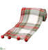 Silk Plants Direct Plaid Tree Scarf With Bell - Green Red - Pack of 6