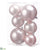 Plastic Ball Ornament Assortment - Pink - Pack of 12