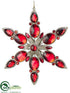 Silk Plants Direct Glittered Rhinestone Star Ornament - Red - Pack of 6