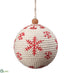 Silk Plants Direct Snowflake Cotton Cord Ball Ornament - White Red - Pack of 4