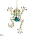Silk Plants Direct Rhinestone Frog Ornament - Peacock Gold - Pack of 12