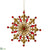 Rhinestone Snowflake Ornament - Gold Red - Pack of 12