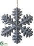 Silk Plants Direct Snowflake Ornament - Gray White - Pack of 36