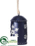 Silk Plants Direct Bell Ornament - Blue White - Pack of 3