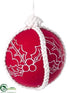 Silk Plants Direct Ball Ornament - Red White - Pack of 4