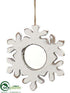 Silk Plants Direct Snowflake Ornament - White Antique - Pack of 6