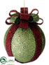 Silk Plants Direct Glittered Ball Ornament - Green Red - Pack of 6