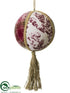 Silk Plants Direct Ball Ornament - Burgundy Beige - Pack of 6