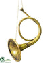 Silk Plants Direct French Horn Ornament - Gold Antique - Pack of 6