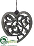 Silk Plants Direct Wood Heart Ornament - Black - Pack of 6
