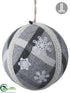 Silk Plants Direct Snowflake Ball Ornament - Gray White - Pack of 6