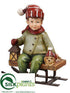 Silk Plants Direct Boy Sitting on Sleigh - Green Red - Pack of 2