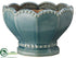 Silk Plants Direct Ceramic Scalloped Pedestal Bowl - Blue Green - Pack of 1