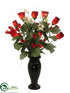 Silk Plants Direct Vase of Roses - Red - Pack of 1