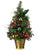 Pre Lit Pine Tree w/ Balls, Jingle Bells & Ribbon - Green - Pack of 2
