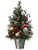 Pre Lit Pine Tree w/ Peppermint Disk, Balls & Ribbon - Red Silver - Pack of 2