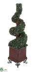 Silk Plants Direct Boxwood Spiral Topiary With Lights - Green - Pack of 1