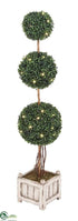 Silk Plants Direct Boxwood Topiary With Lights - Green - Pack of 1